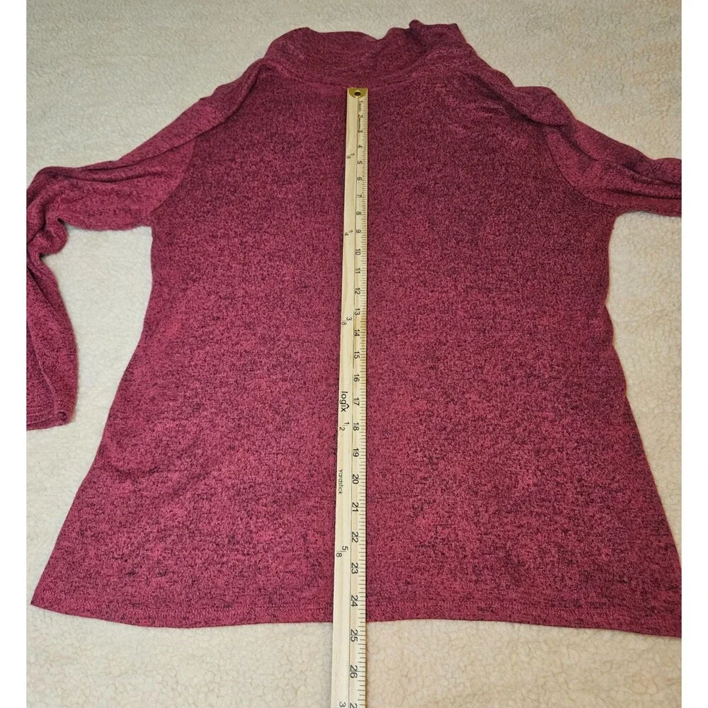 Misia Womens Large Pink Cowl Neck Sweater Tunic Button Accent Soft Stretch Top‎